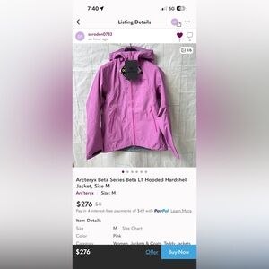 Arc'teryx Women's Purple Beta LT Hooded Jacket